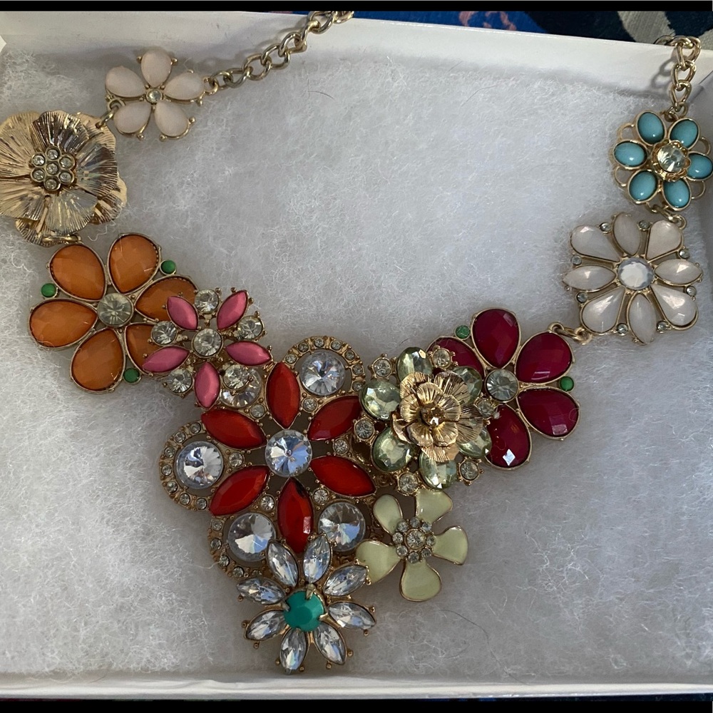 Gemstone Floral Statement Necklace